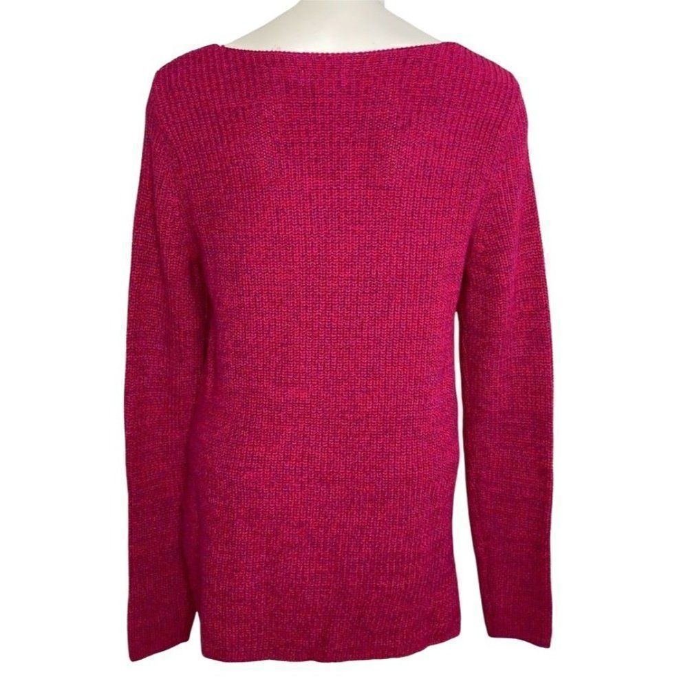 Style & Co Sweater Top Women's SMALL Red Pink Purple V-Neck Oversize Relaxed NEW - Picture 2 of 9